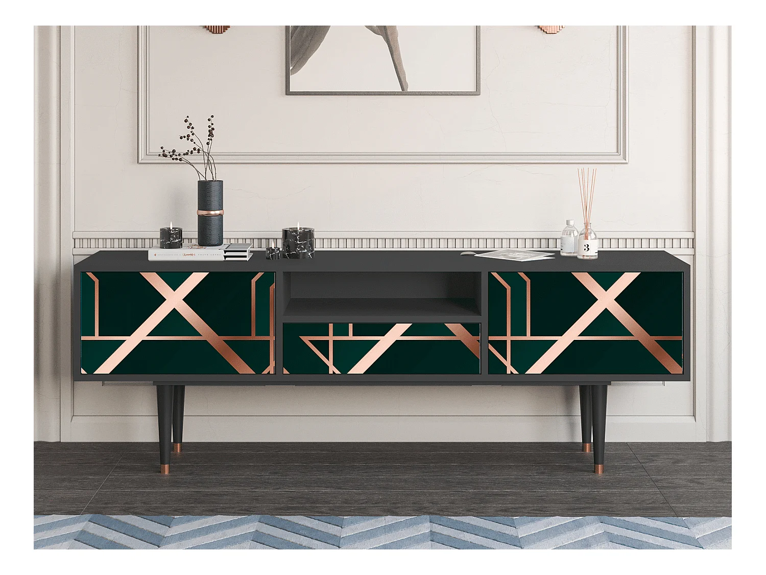 Meuble TV - 170х59х41 cm - T6 - Emerald Gatsby, Anthracite