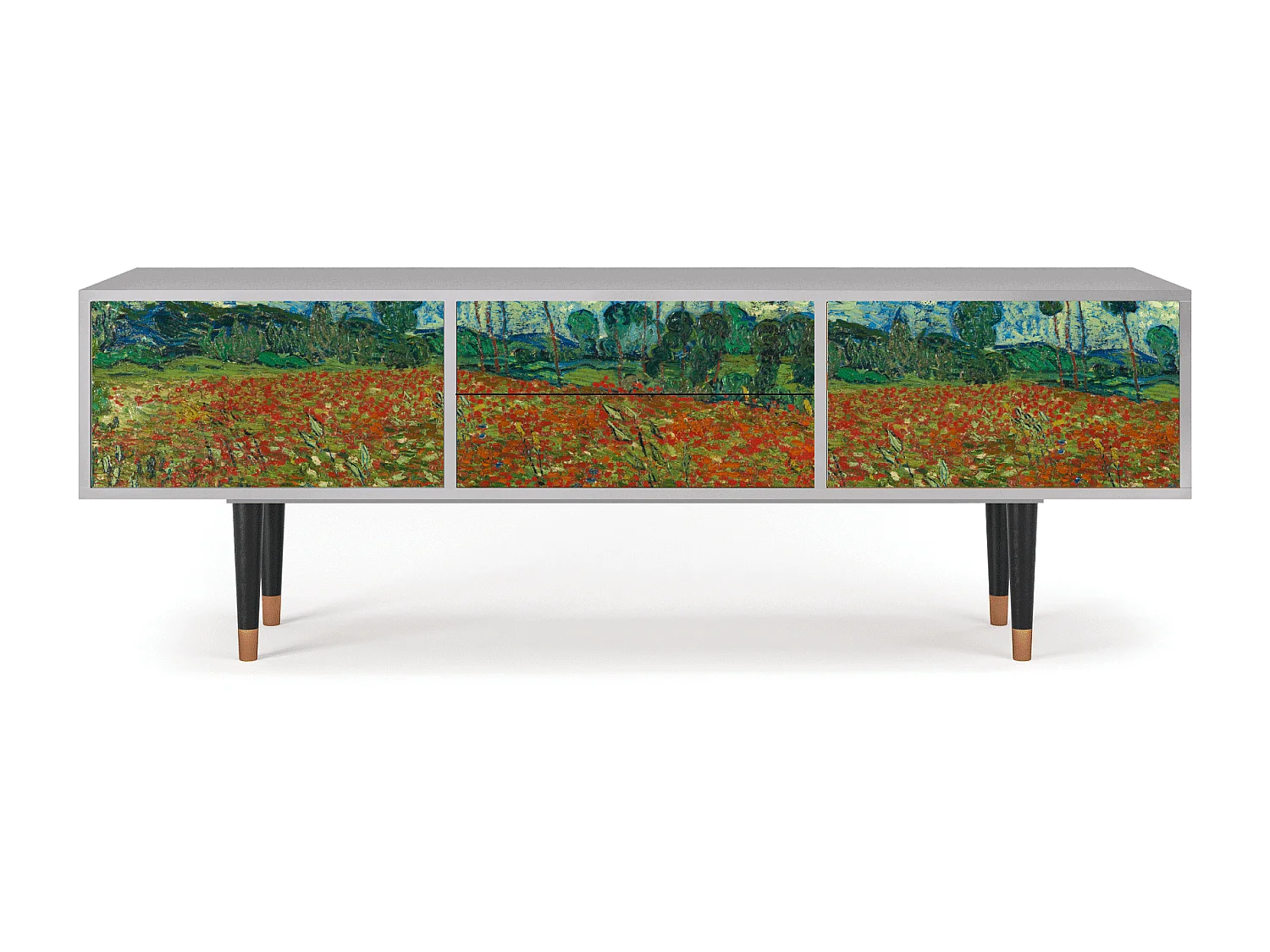 Szafka RTV - 170х59х48 cm - T4 - Poppy field by van Gogh, Szary