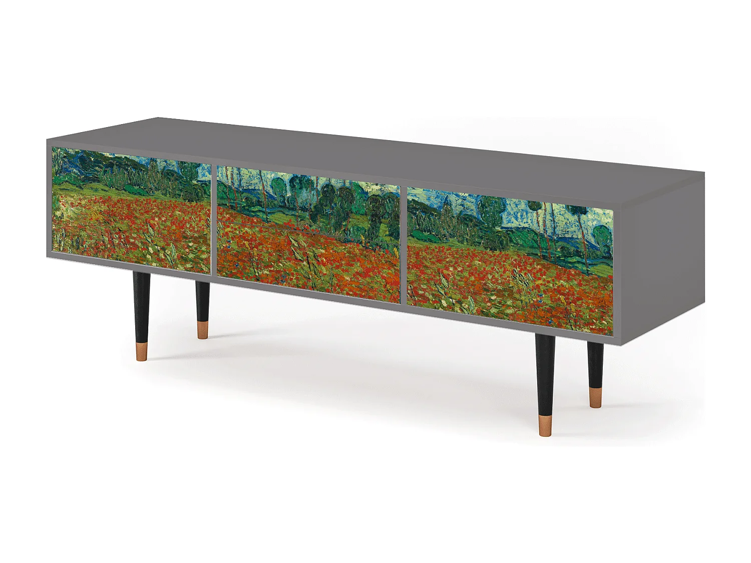 Meuble TV - 170х59х48 cm - T4 - Poppy field by van Gogh, Gris