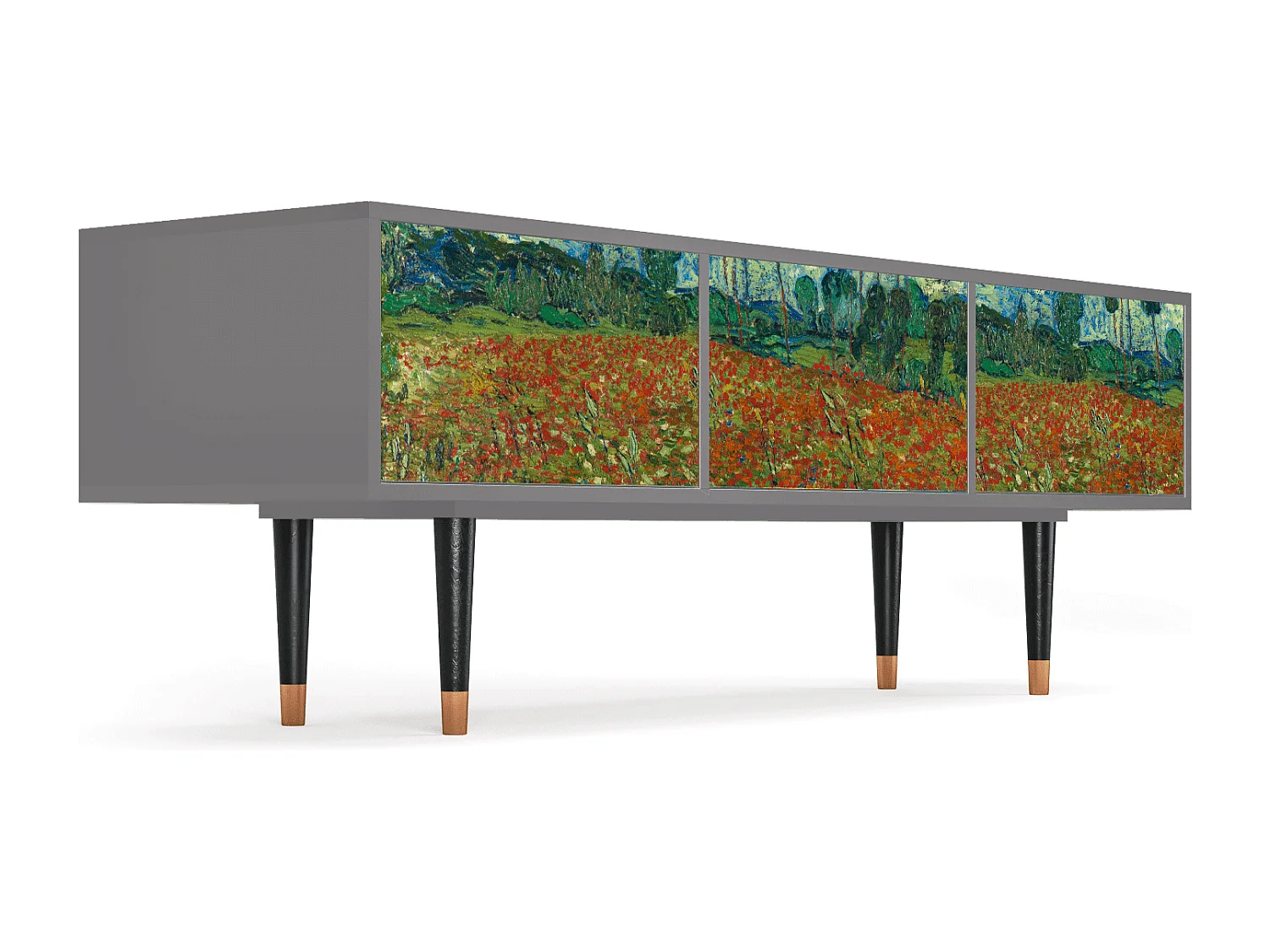 Meuble TV - 170х59х48 cm - T4 - Poppy field by van Gogh, Gris