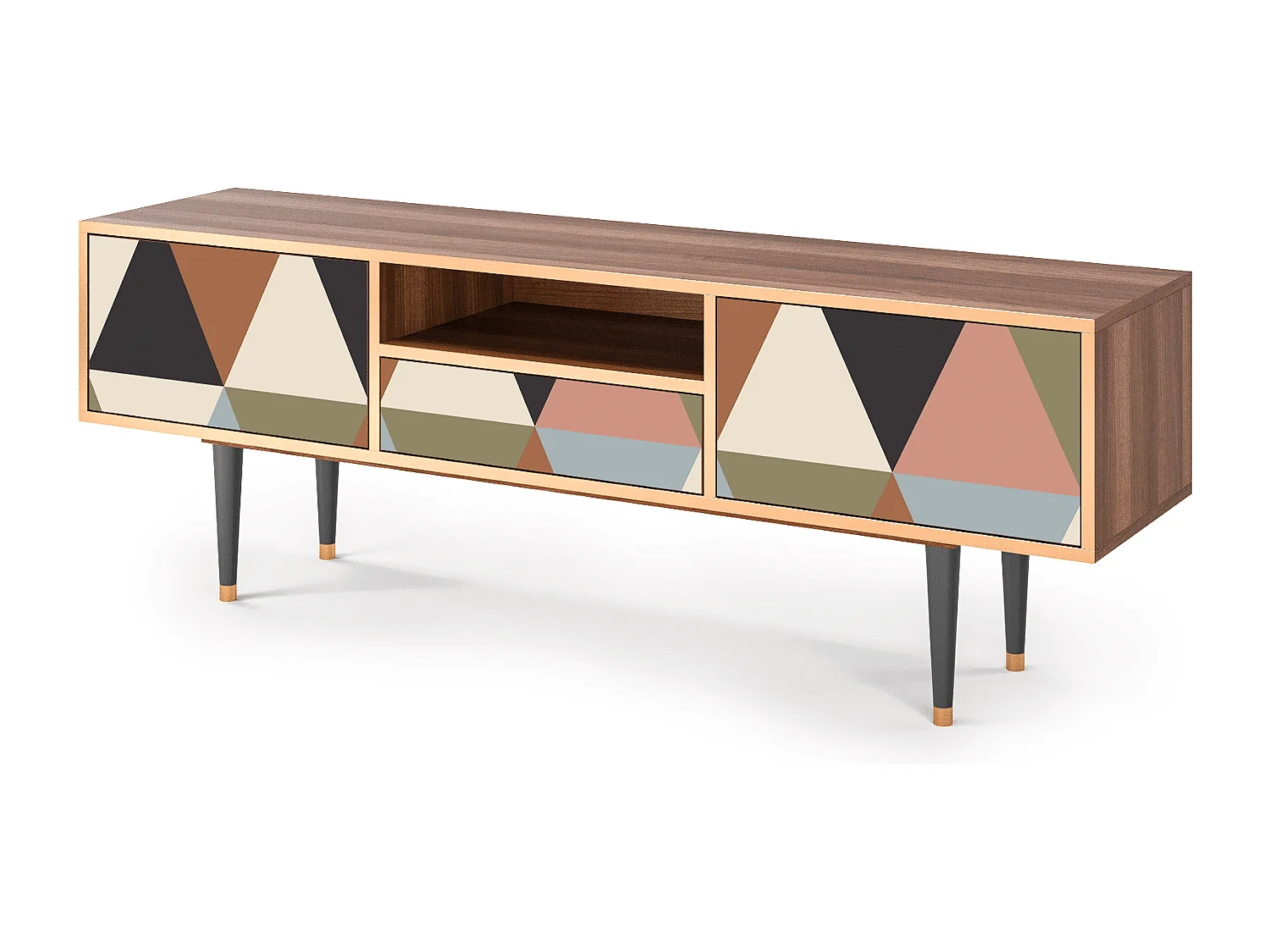 Meuble TV - 170х59х41 cm - T6 - Royal Triangles, Noyer