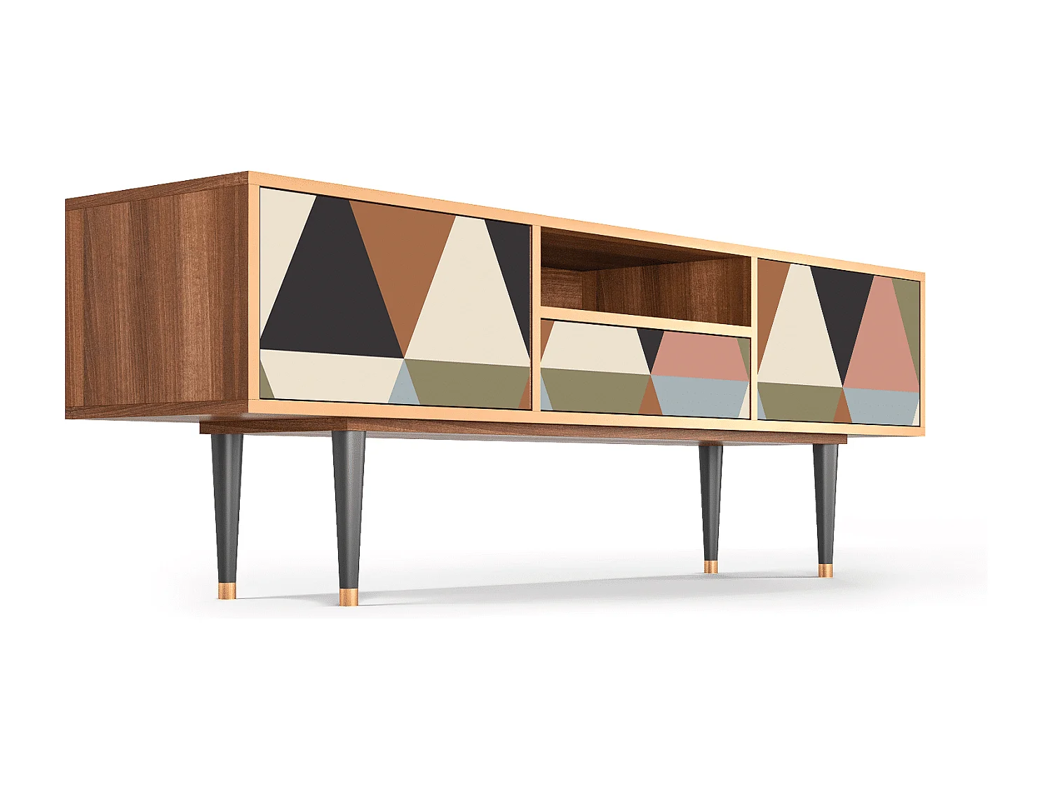 Meuble TV - 170х59х41 cm - T6 - Royal Triangles, Noyer