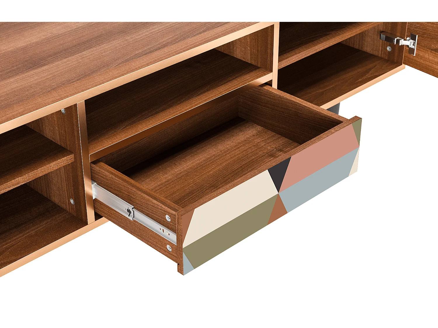 Meuble TV - 170х59х41 cm - T6 - Royal Triangles, Noyer