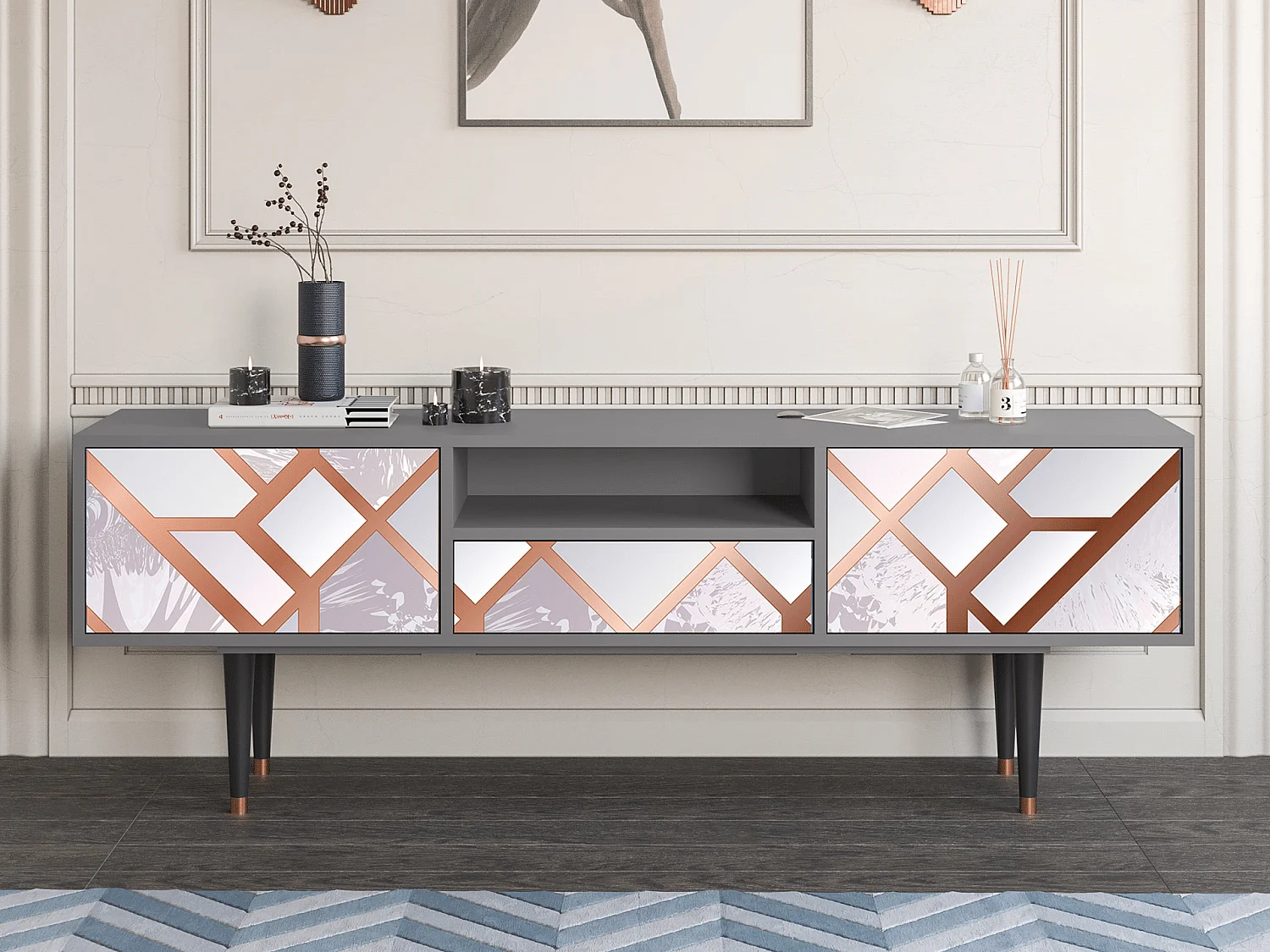 Mobile TV - 170х59х41 cm - T6 - Pastel Fairytale, Grigio