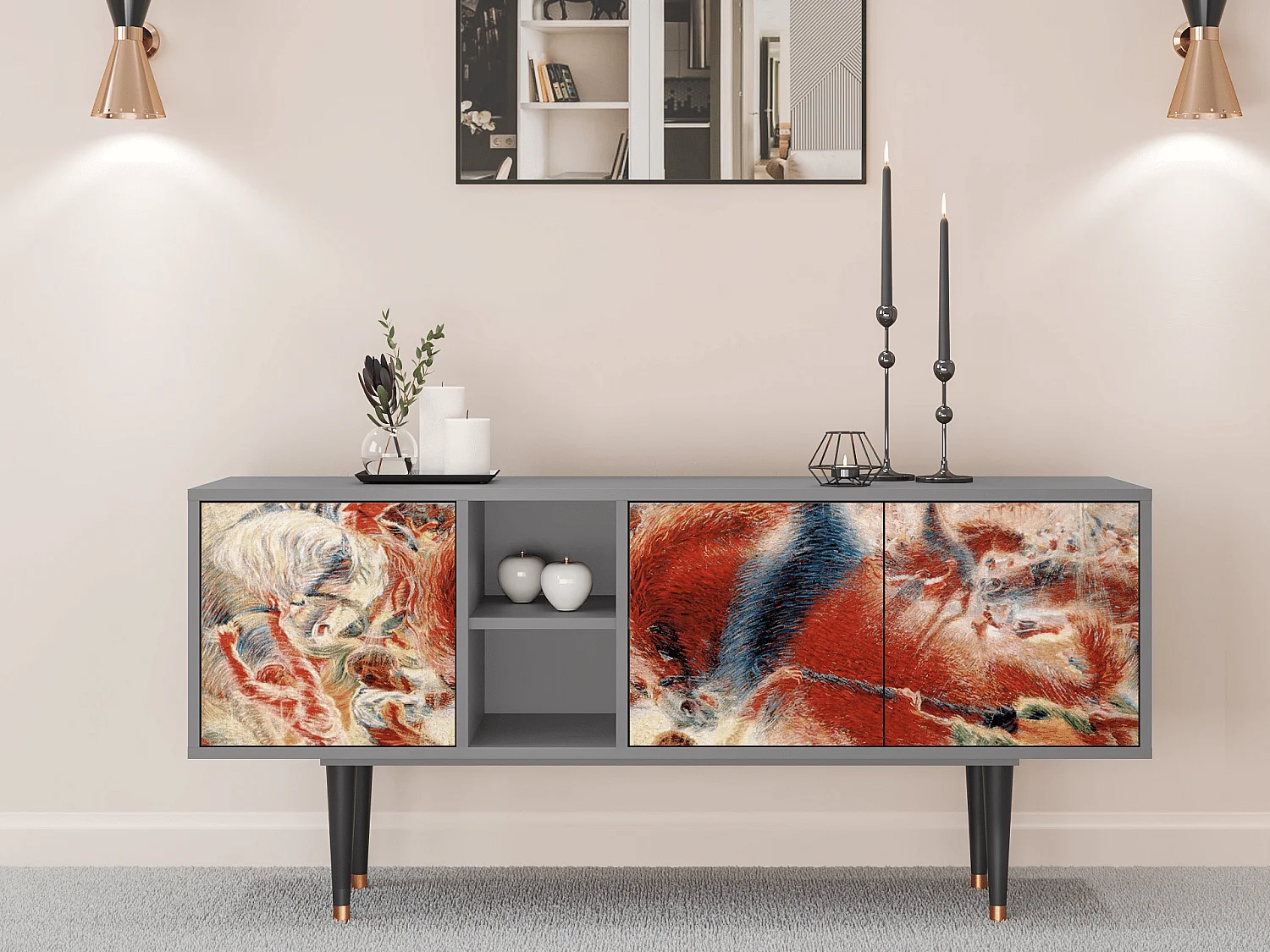Meuble TV - 150х69х41 cm - T5 - The City Rises, Gris