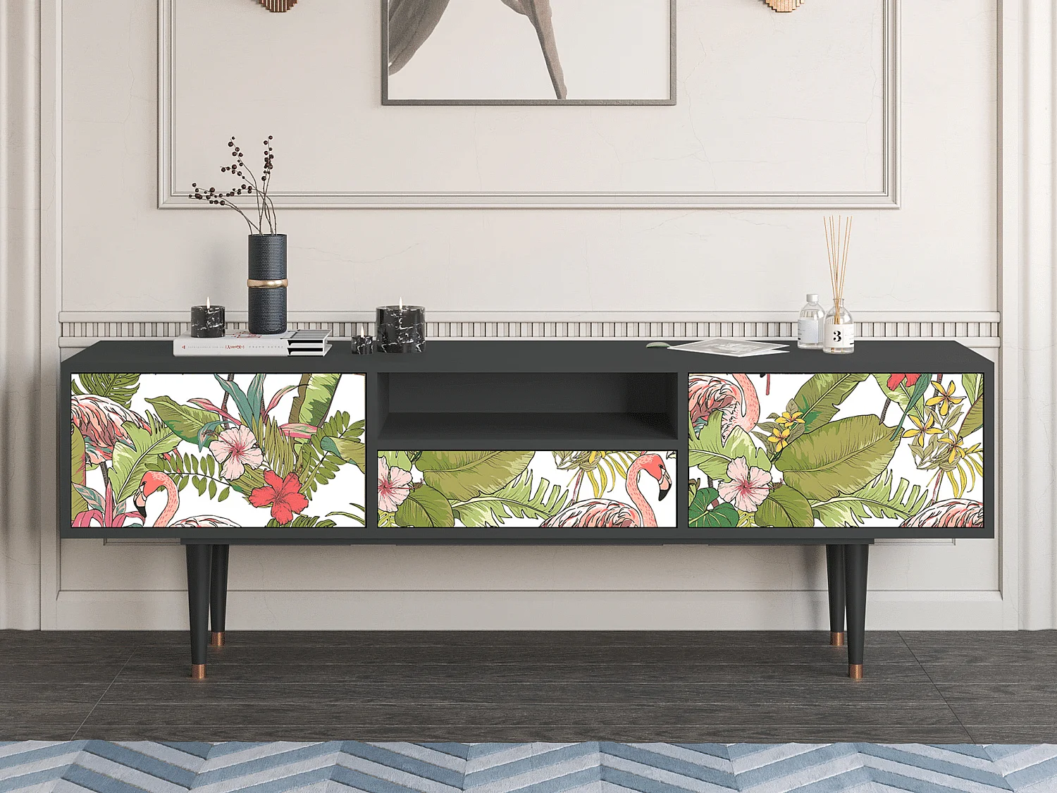 Meuble TV - 170х59х41 cm - T6 - Sweet Flamingo, Anthracite