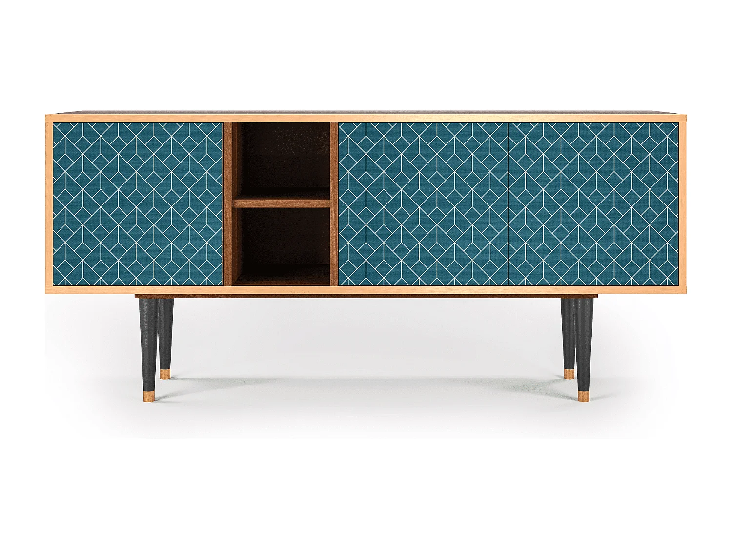Mueble de TV - 150х69х41 cm - T5 - Turquoise Geometry, Nogal