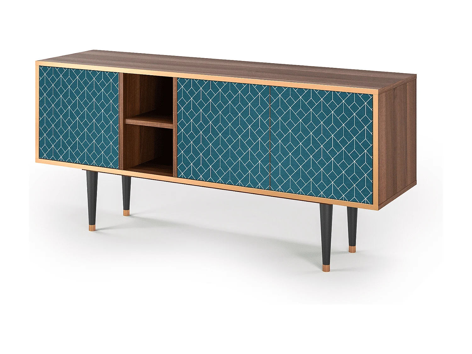 Mueble de TV - 150х69х41 cm - T5 - Turquoise Geometry, Nogal
