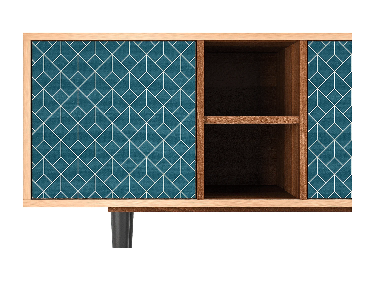Mueble de TV - 150х69х41 cm - T5 - Turquoise Geometry, Nogal