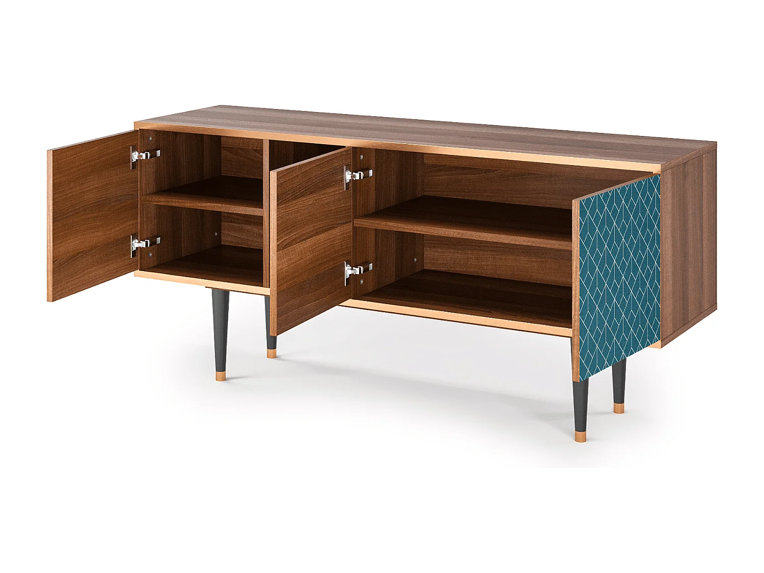 Mueble de TV - 150х69х41 cm - T5 - Turquoise Geometry, Nogal