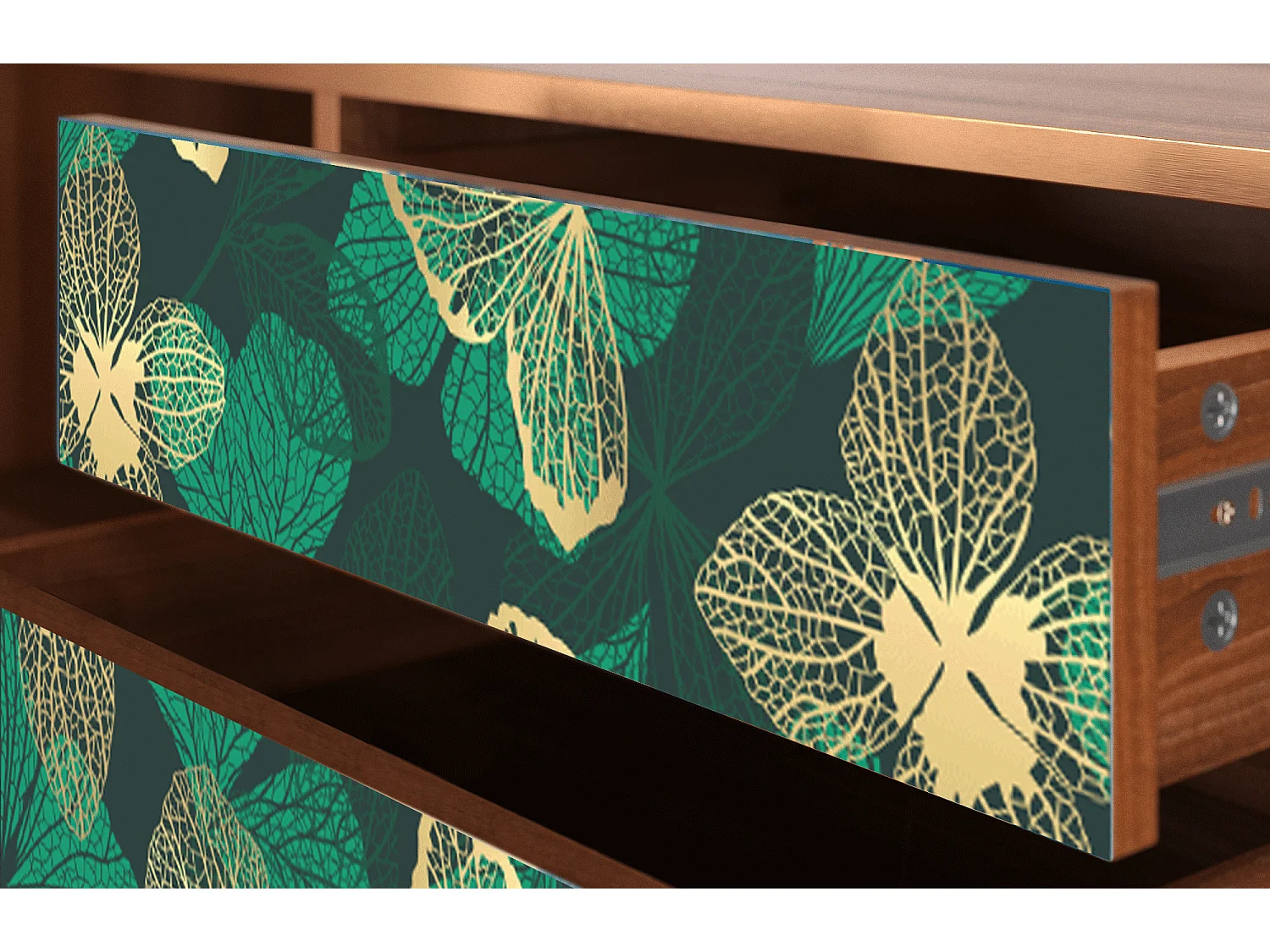 Meuble TV - 170х59х48 cm - T4 - Green Flower, Noyer