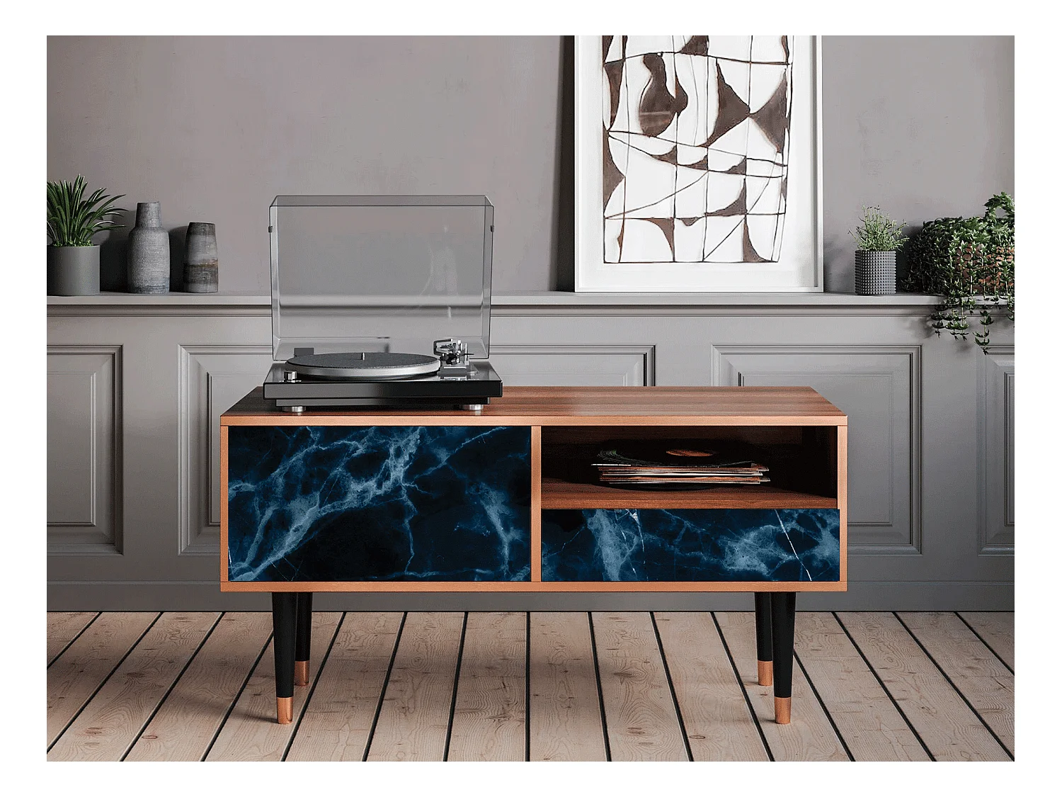 Meuble TV - 115х59х48 cm - T3 - Deep Ocean, Noyer