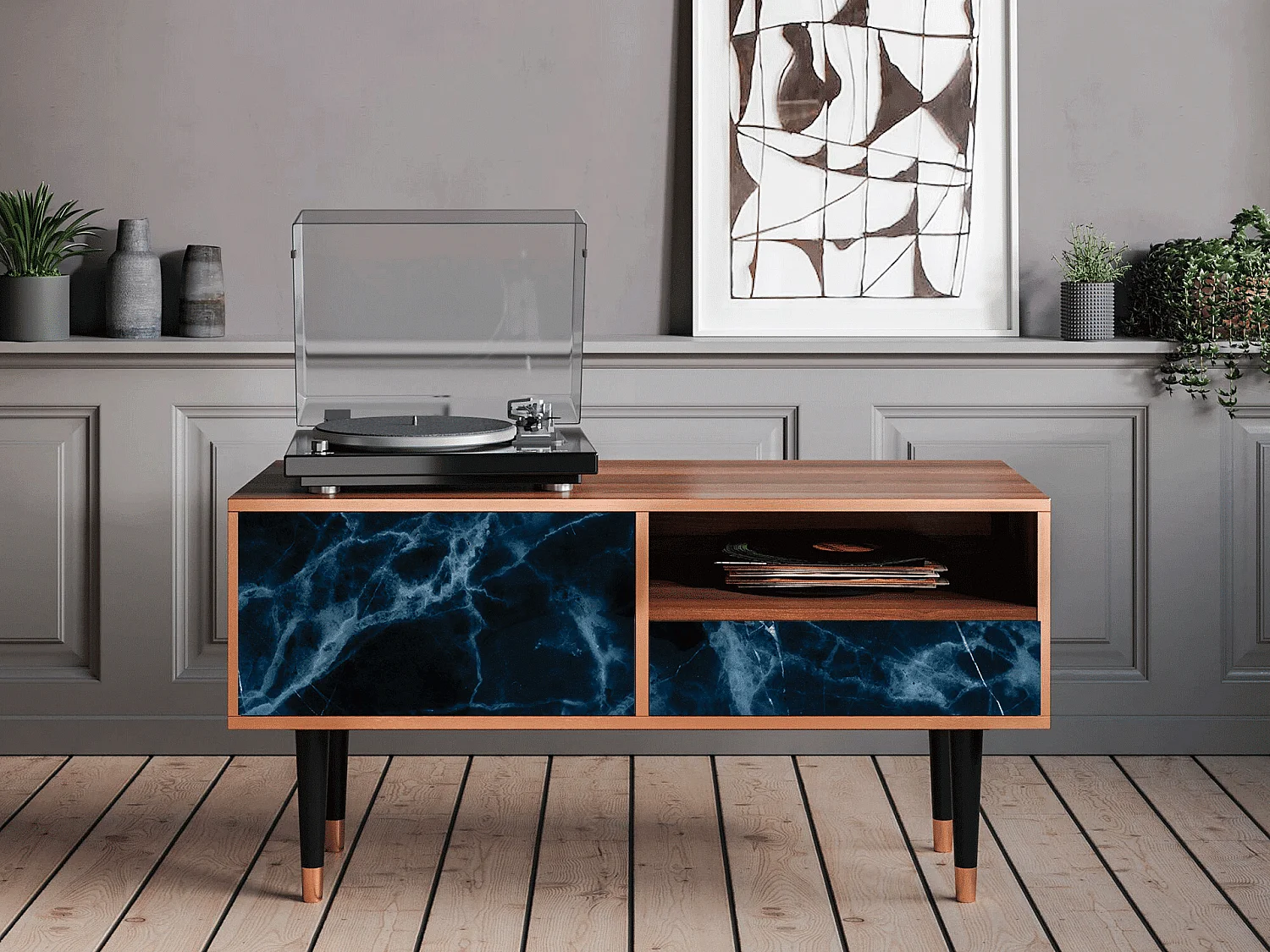 Meuble TV - 115х59х48 cm - T3 - Deep Ocean, Noyer