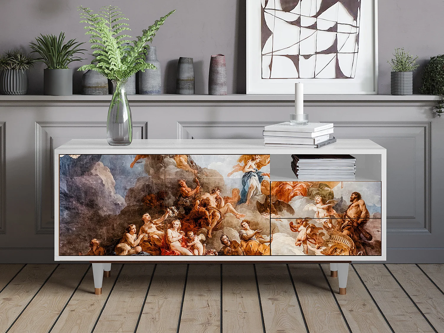 Mueble de TV - 125х56х41 cm - T7 - Versailles, Branco