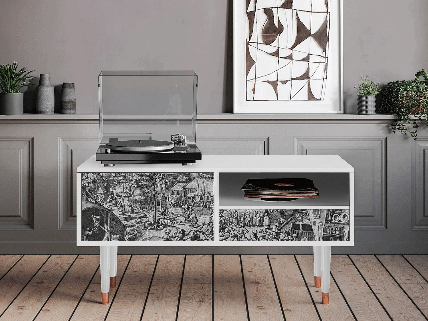 Mueble de TV - 115х59х48 cm - T3 - The Festival of Saint, Blanco