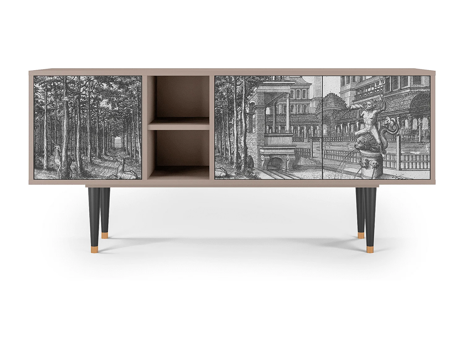 Szafka RTV - 150х69х41 cm - T5 - View of the Piazza, Piaskowy