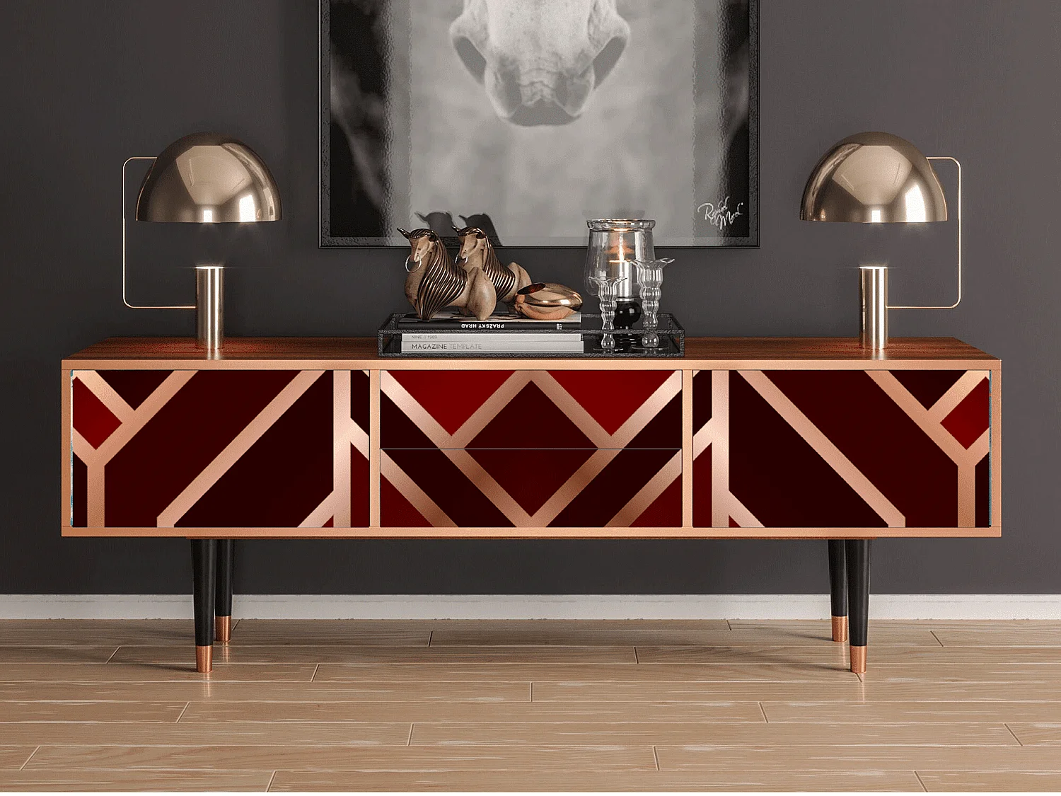 Meuble TV - 170х59х48 cm - T4 - Velvet 1920's, Noyer