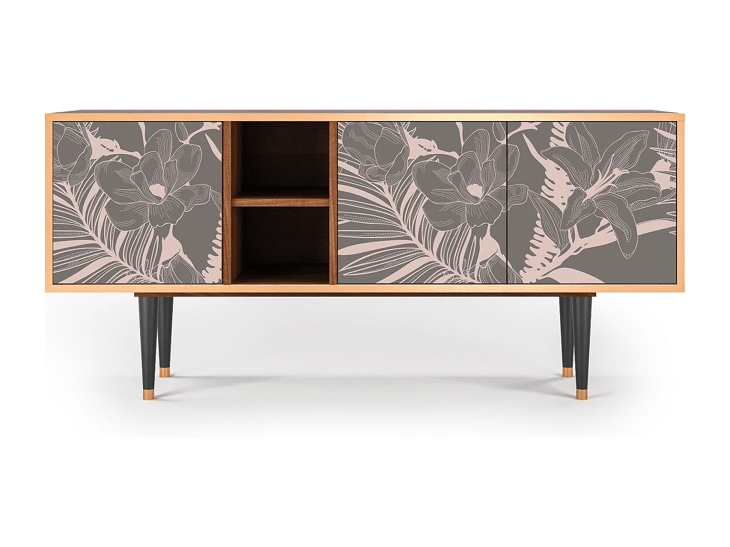 Meuble TV - 150х69х41 cm - T5 - Issabelline Flower, Noyer