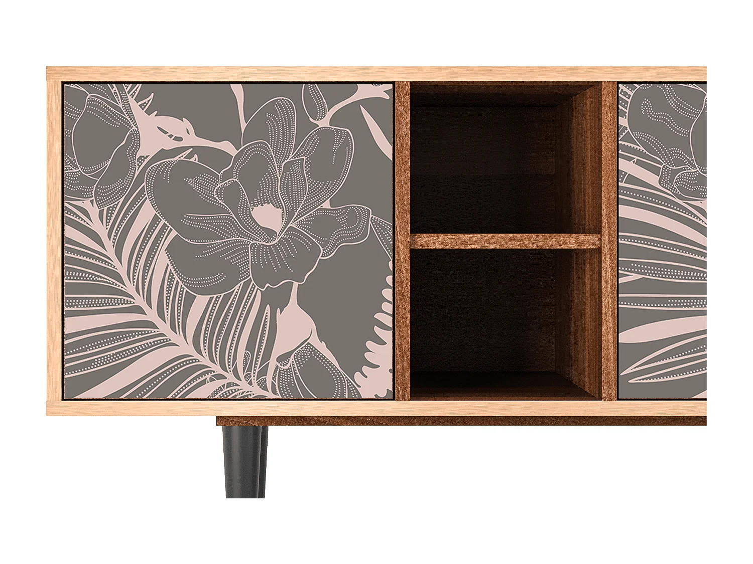 Meuble TV - 150х69х41 cm - T5 - Issabelline Flower, Noyer