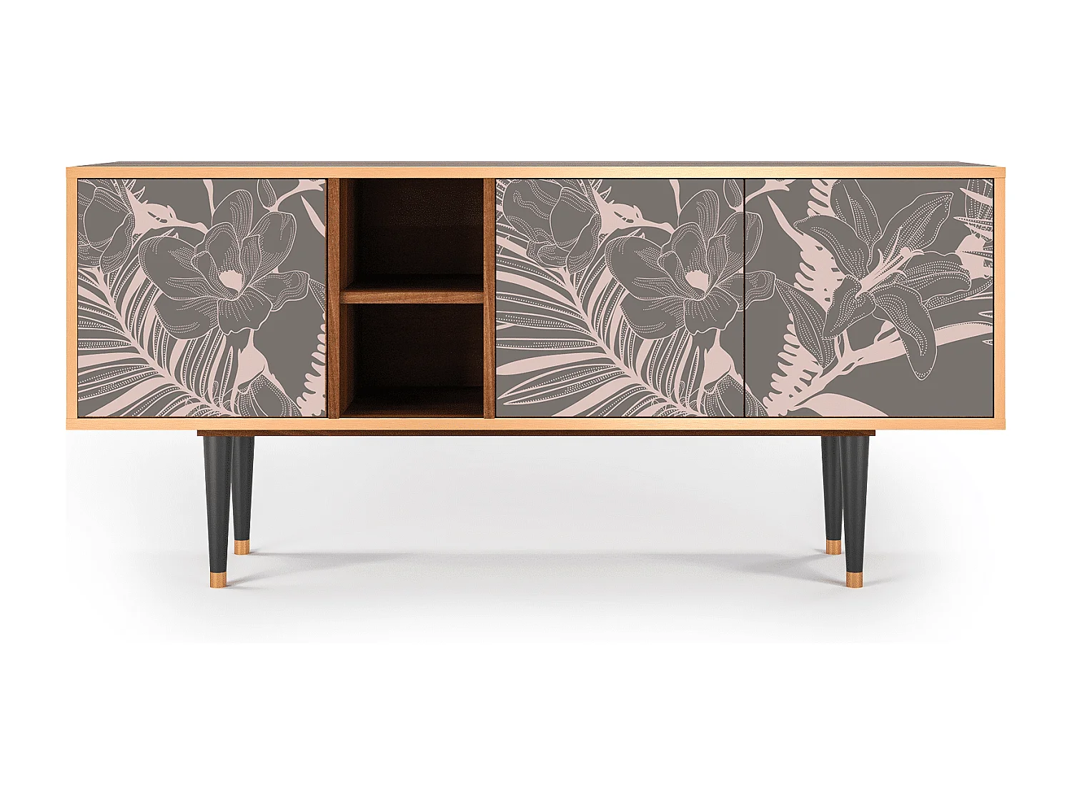 Meuble TV - 150х69х41 cm - T5 - Issabelline Flower, Noyer