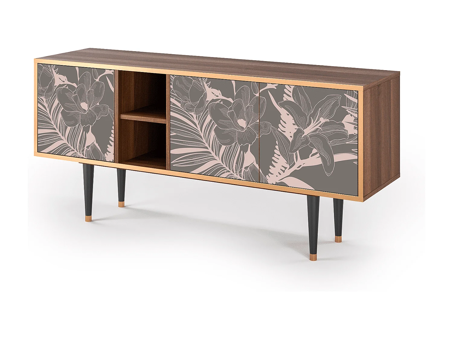 Meuble TV - 150х69х41 cm - T5 - Issabelline Flower, Noyer