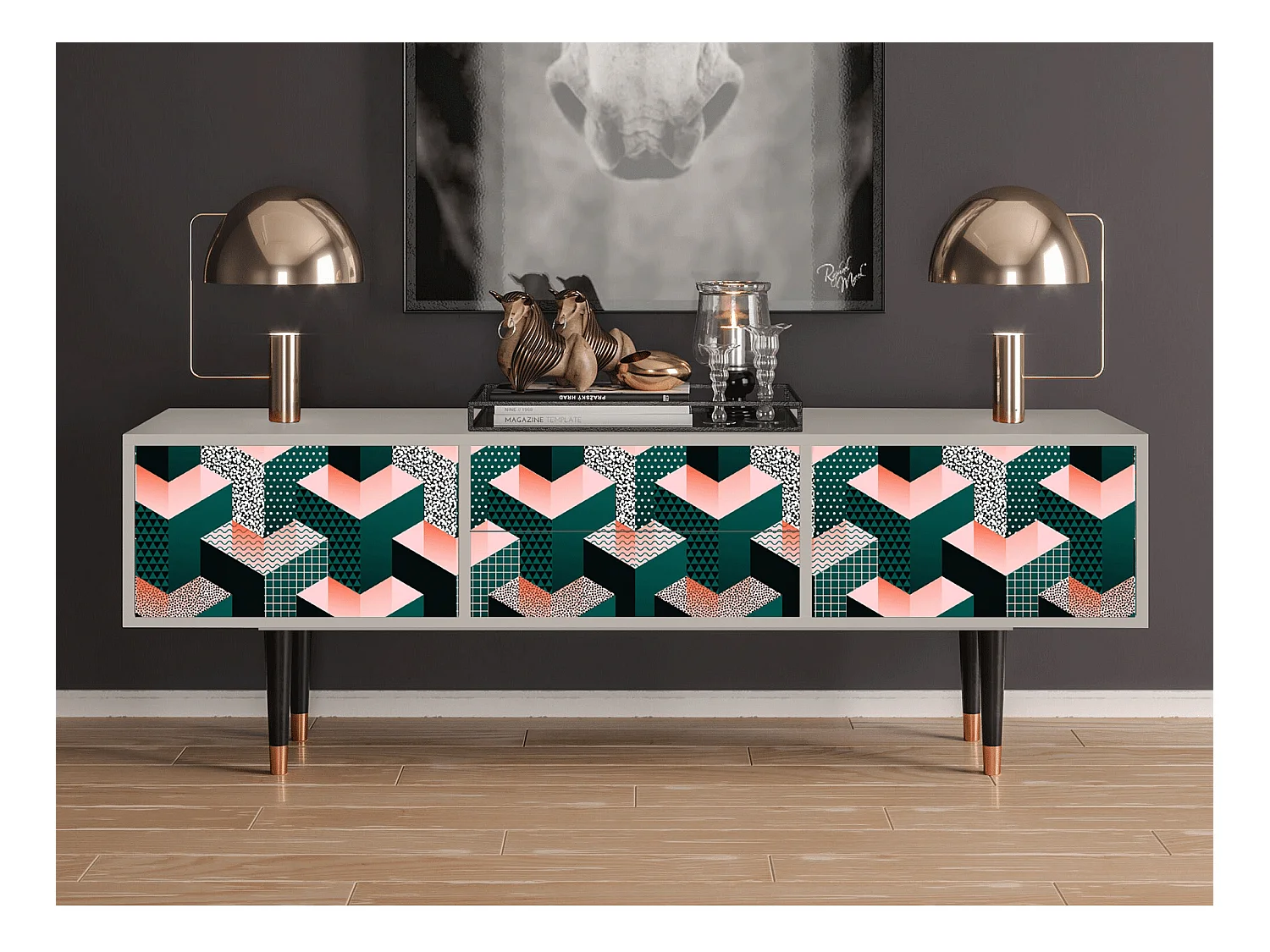 Mobile TV - 170х59х48 cm - T4 - Geometric Madness, Sabbia