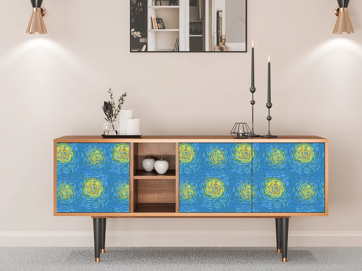 TV-Möbel - 150х69х41 cm - T5 - Van Gogh Lights, Walnuss