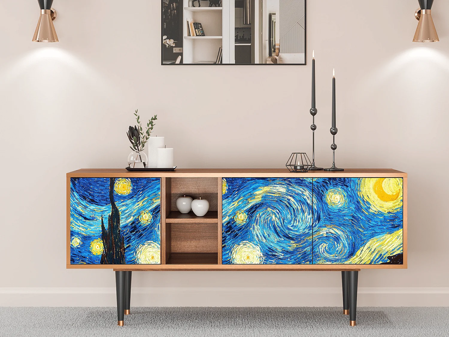 Mobile TV - 150х69х41 cm - T5 - The Starry Night  , Noce