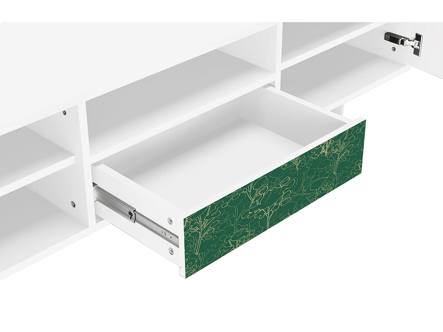 Meuble TV - 170х59х41 cm - T6 - Emerald Forest, Blanc
