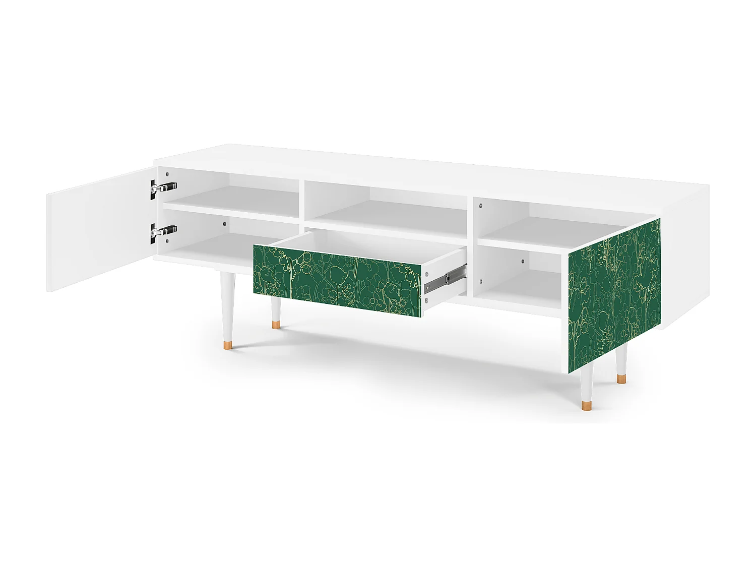 Meuble TV - 170х59х41 cm - T6 - Emerald Forest, Blanc