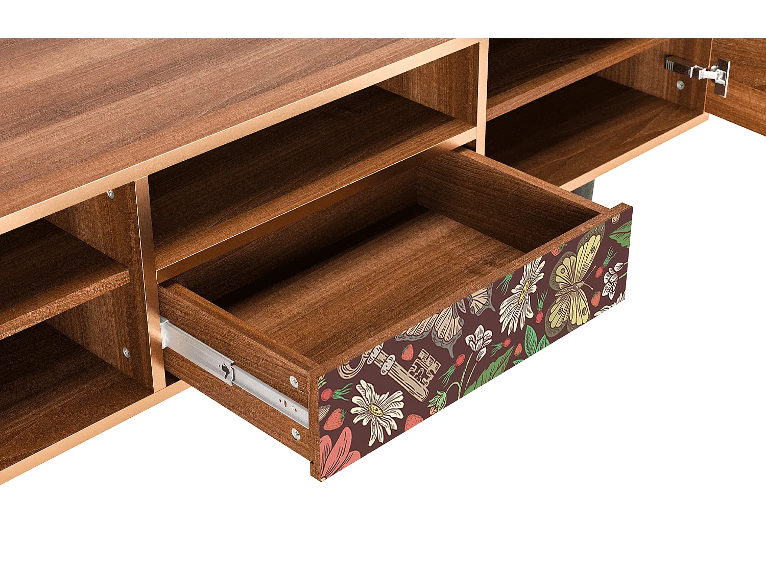 Meuble TV - 170х59х41 cm - T6 - Alice in Wonderland, Noyer