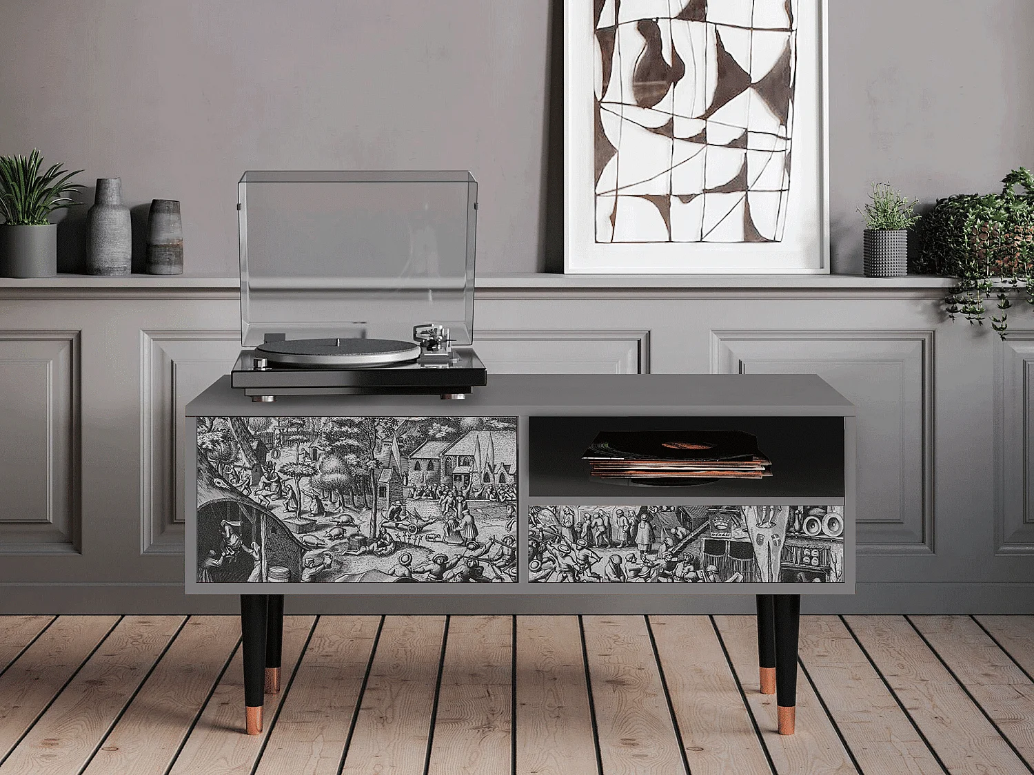 Mueble de TV - 115х59х48 cm - T3 - The Festival of Saint, Gris