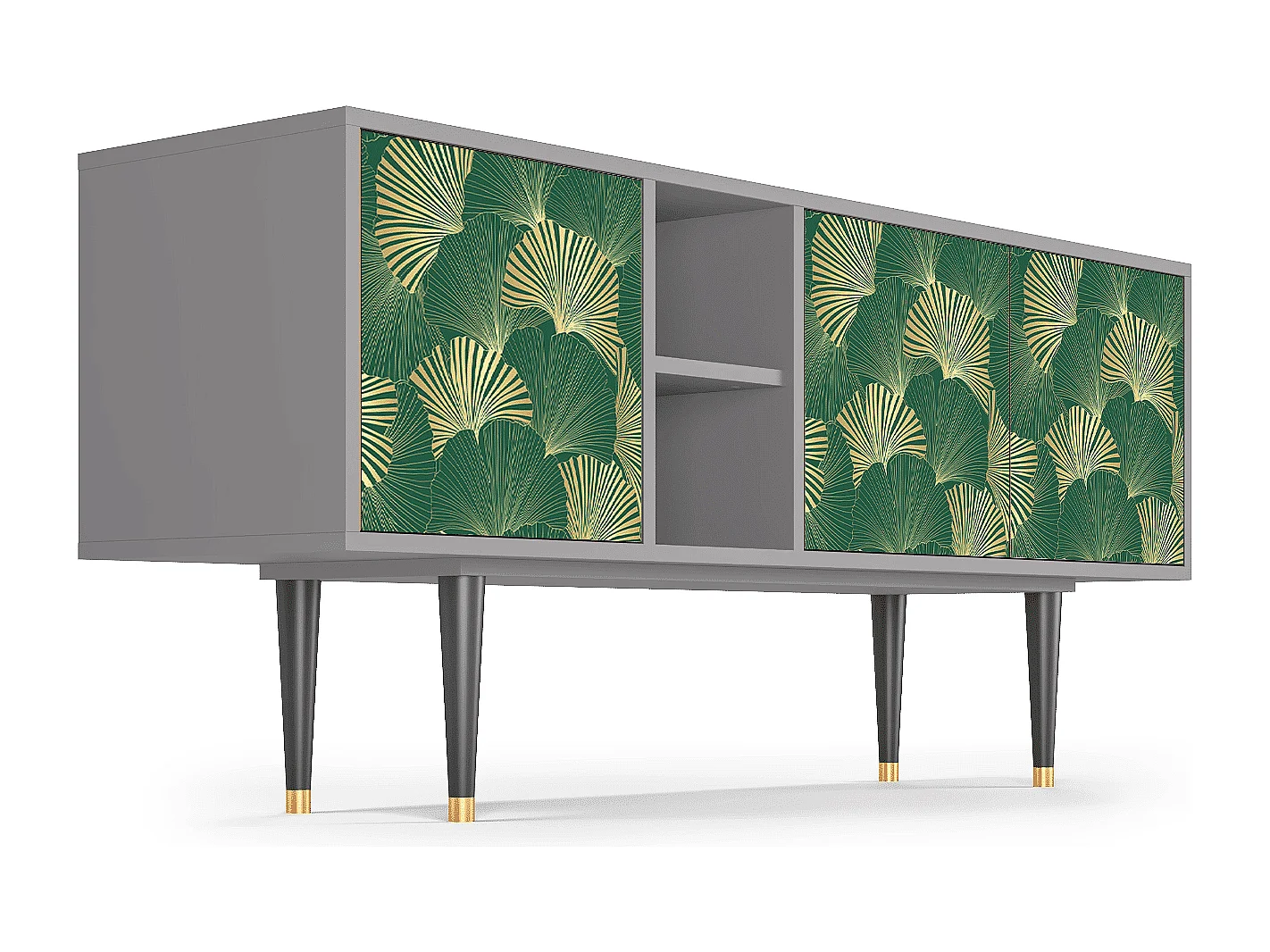 Szafka RTV - 150х69х41 cm - T5 - Gold Ginkgo, Szary