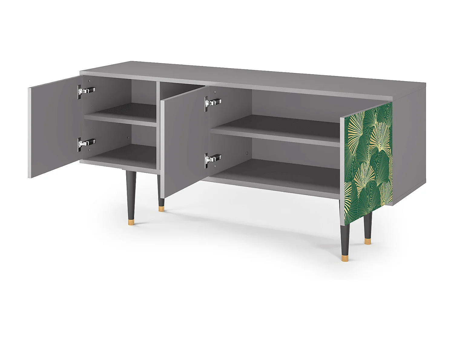 Szafka RTV - 150х69х41 cm - T5 - Gold Ginkgo, Szary