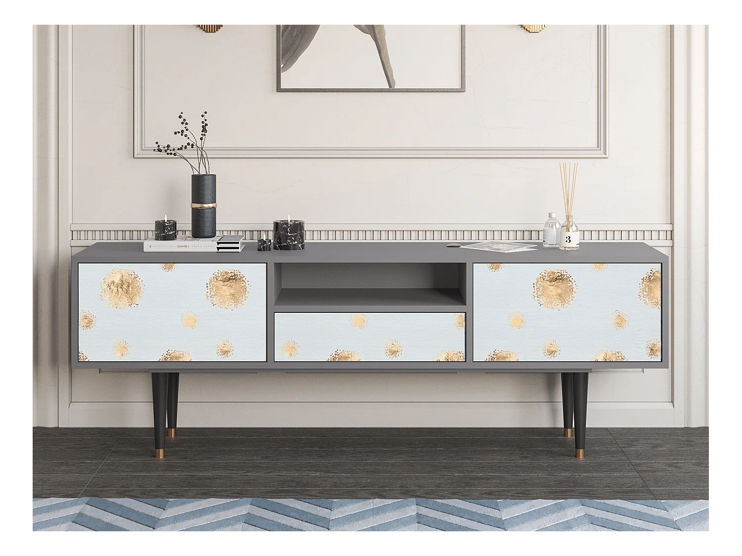 Meuble TV - 170х59х41 cm - T6 - Sky Latte, Gris