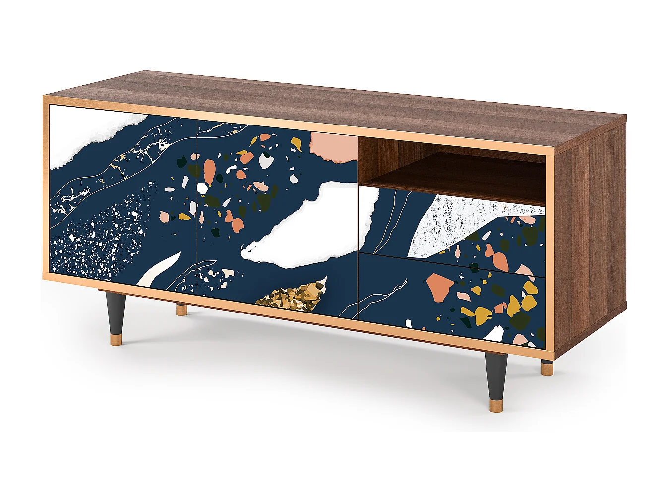 Meuble TV - 125х56х41 cm - T7 - Nude Iceberg, Noyer