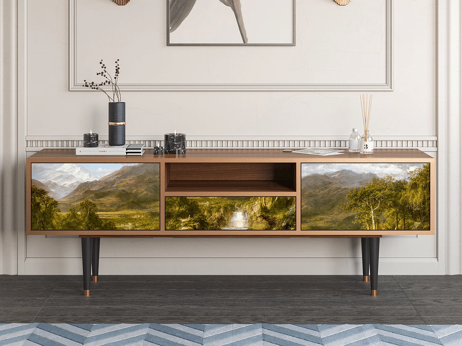 Mobile TV - 170х59х41 cm - T6 - The Heart of the Andes , Noce