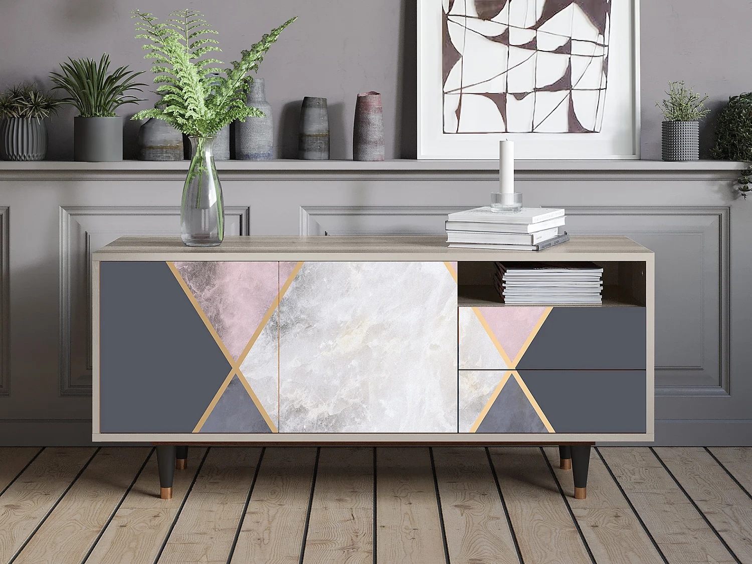 Meuble TV - 125х56х41 cm - T7 - Ideal Harmony, Sable