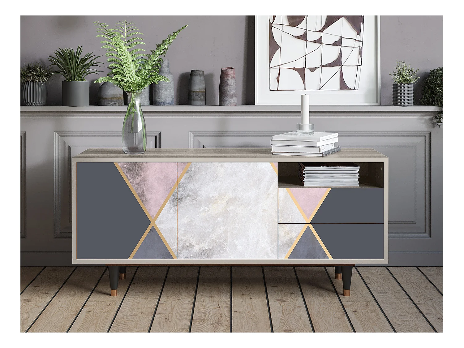 Meuble TV - 125х56х41 cm - T7 - Ideal Harmony, Sable