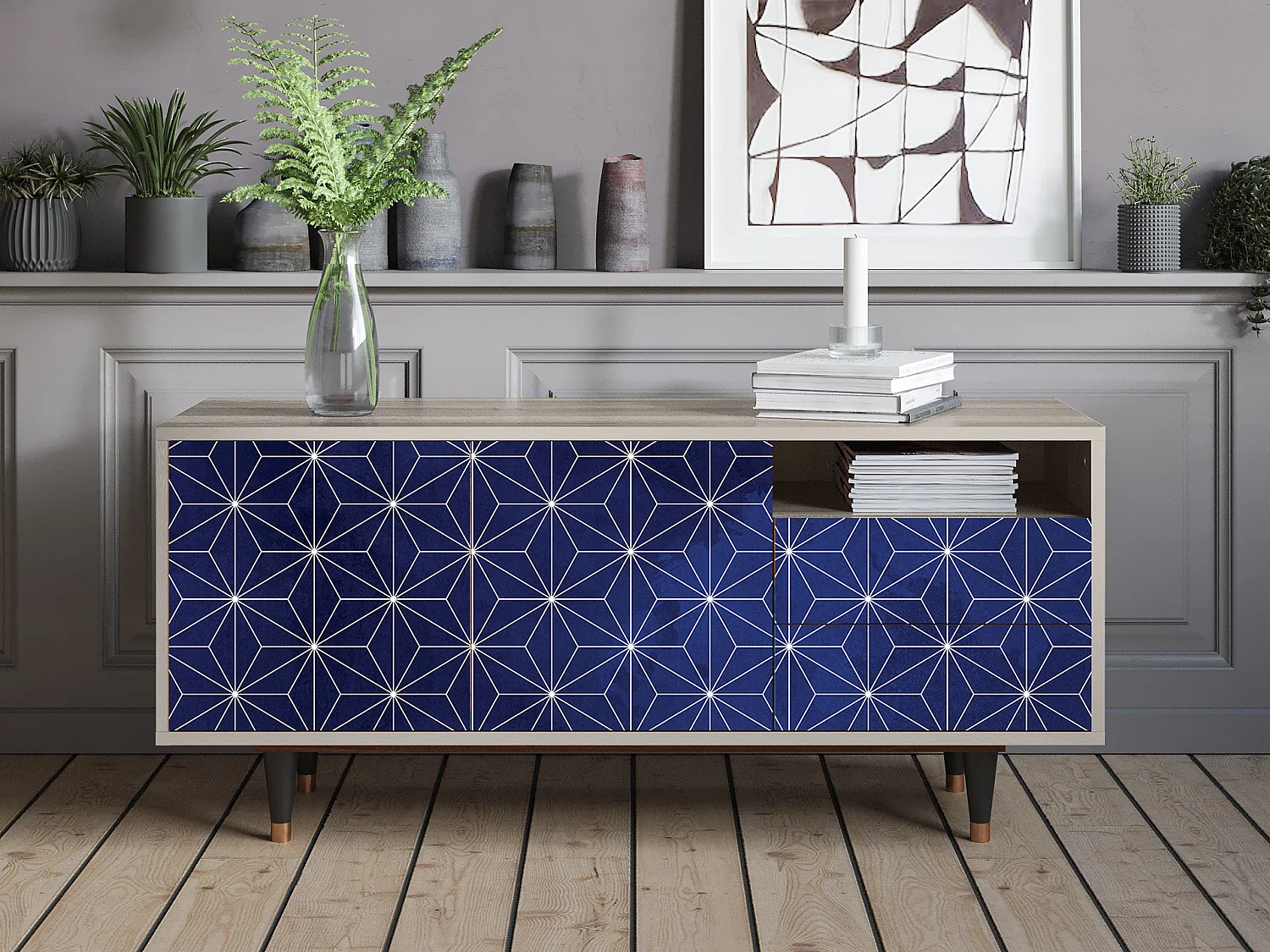 Meuble TV - 125х56х41 cm - T7 - Milky Way, Sable