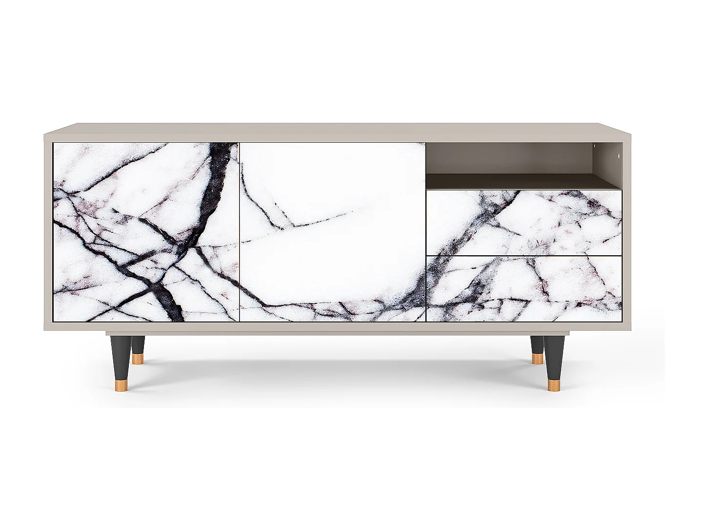 Szafka RTV - 125х56х41 cm - T7 - Raven Marble, Piaskowy