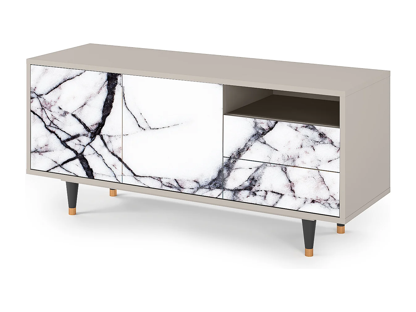Szafka RTV - 125х56х41 cm - T7 - Raven Marble, Piaskowy