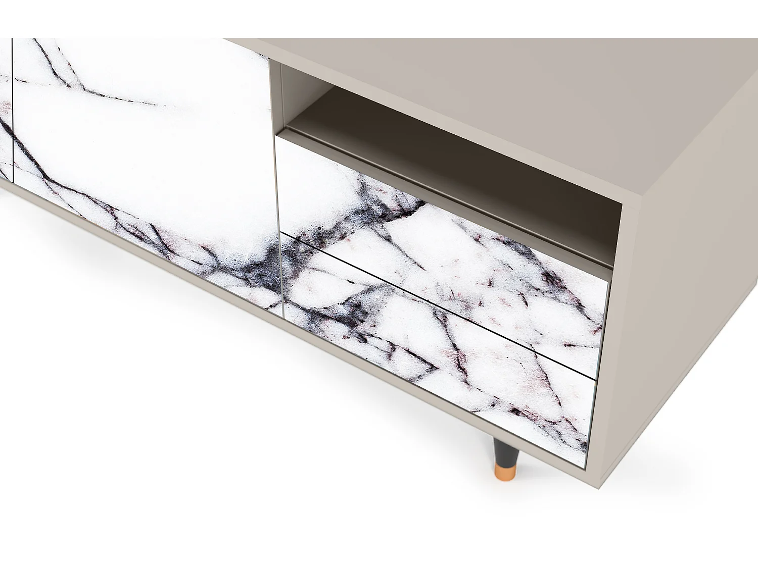 Szafka RTV - 125х56х41 cm - T7 - Raven Marble, Piaskowy