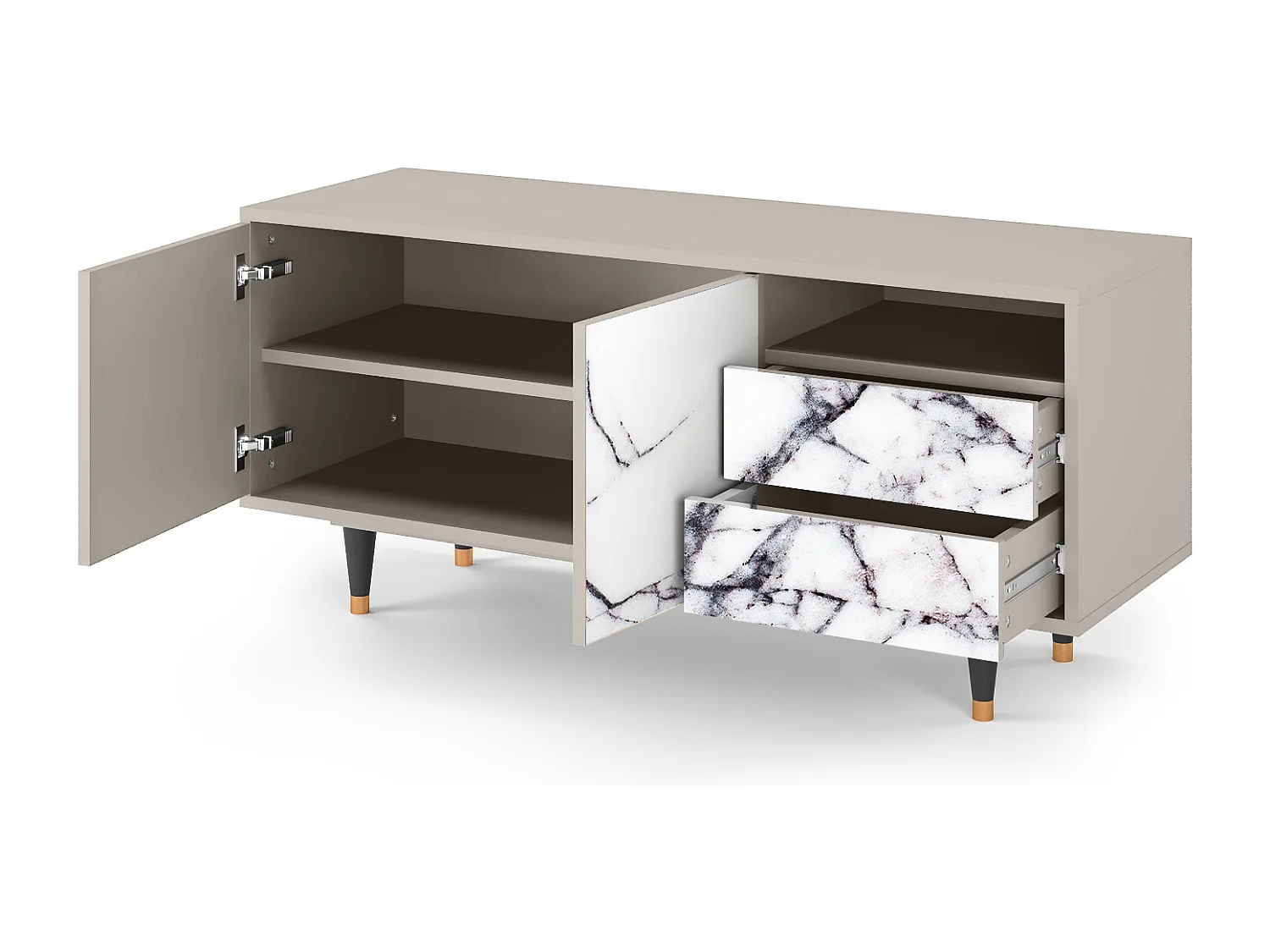 Szafka RTV - 125х56х41 cm - T7 - Raven Marble, Piaskowy