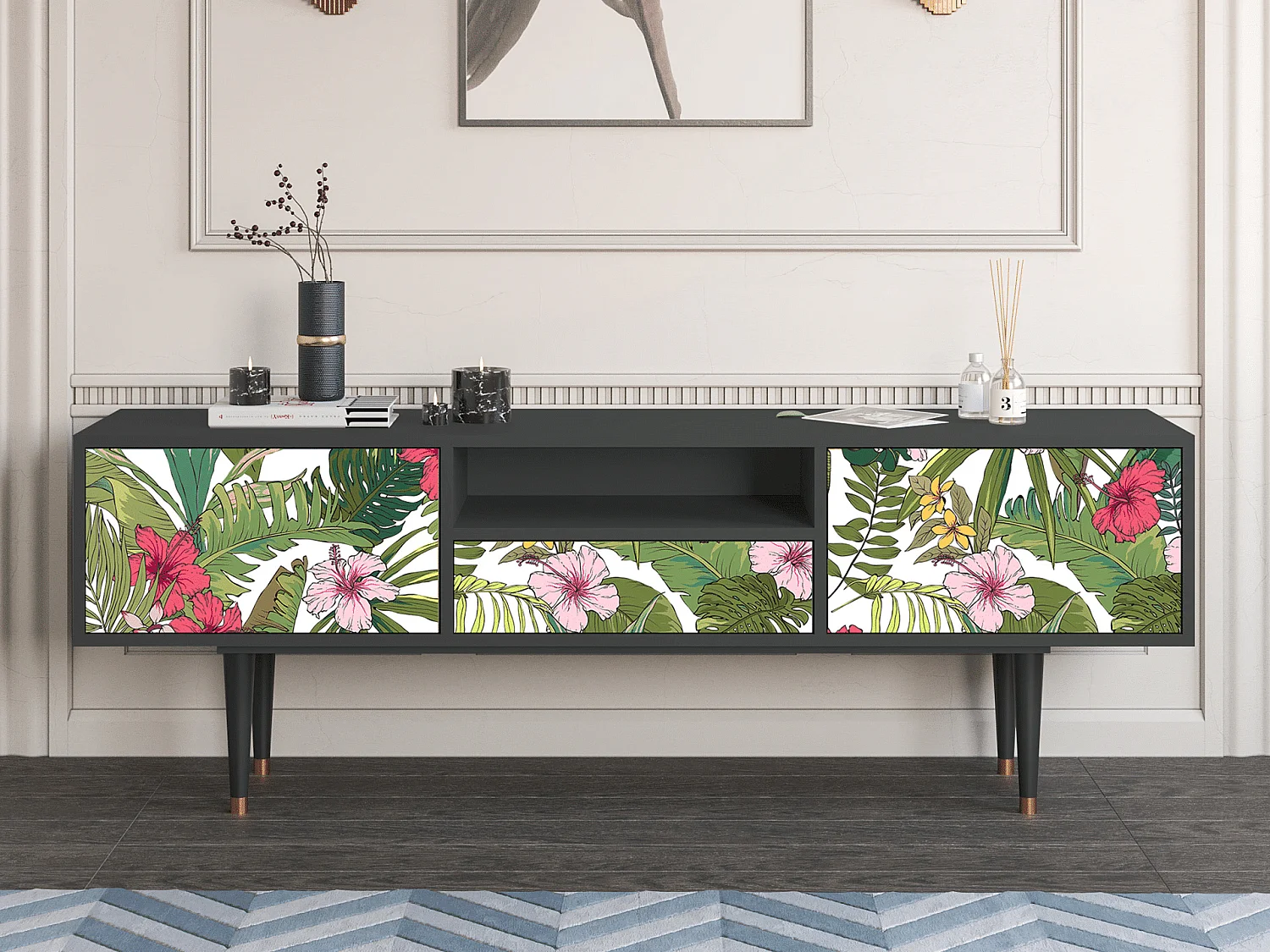 Meuble TV - 170х59х41 cm - T6 - Verdant Tropics, Anthracite