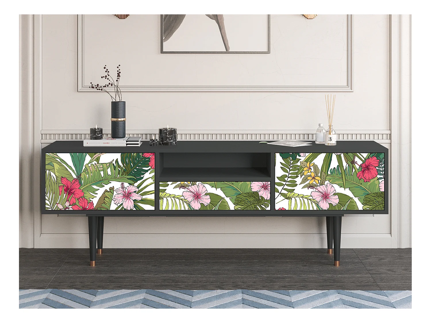 Meuble TV - 170х59х41 cm - T6 - Verdant Tropics, Anthracite