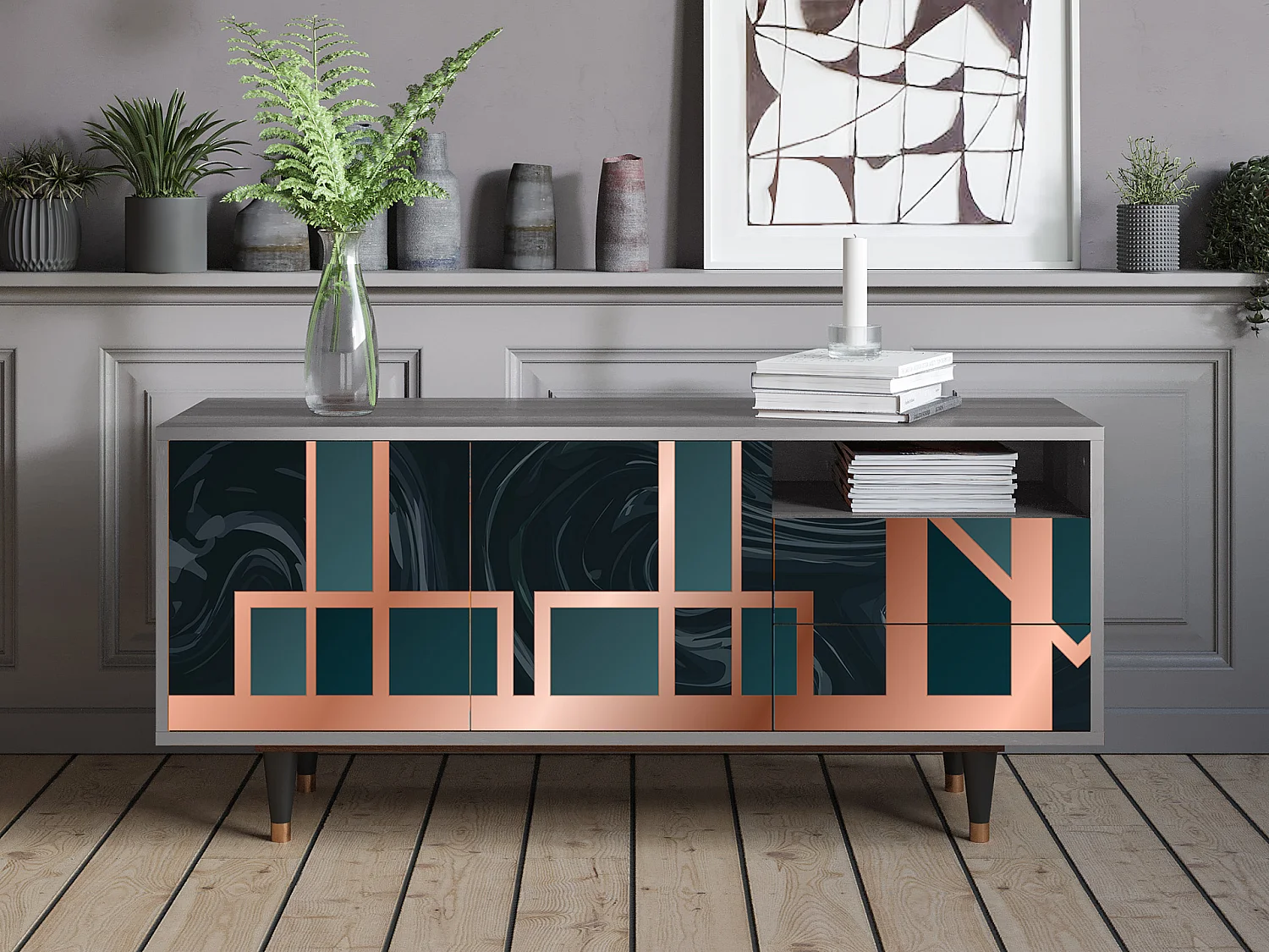 Szafka RTV - 125х56х41 cm - T7 - Emerald Metro, Szary