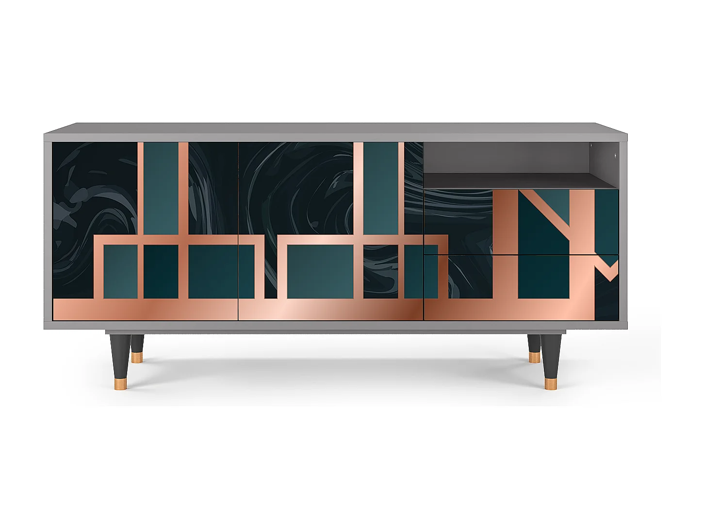 Meuble TV - 125х56х41 cm - T7 - Emerald Metro, Gris