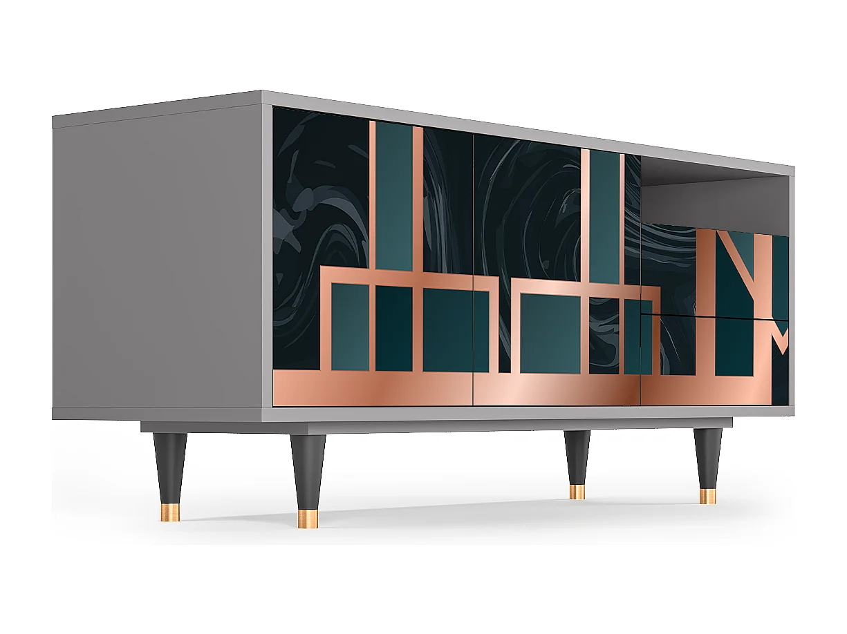 Meuble TV - 125х56х41 cm - T7 - Emerald Metro, Gris