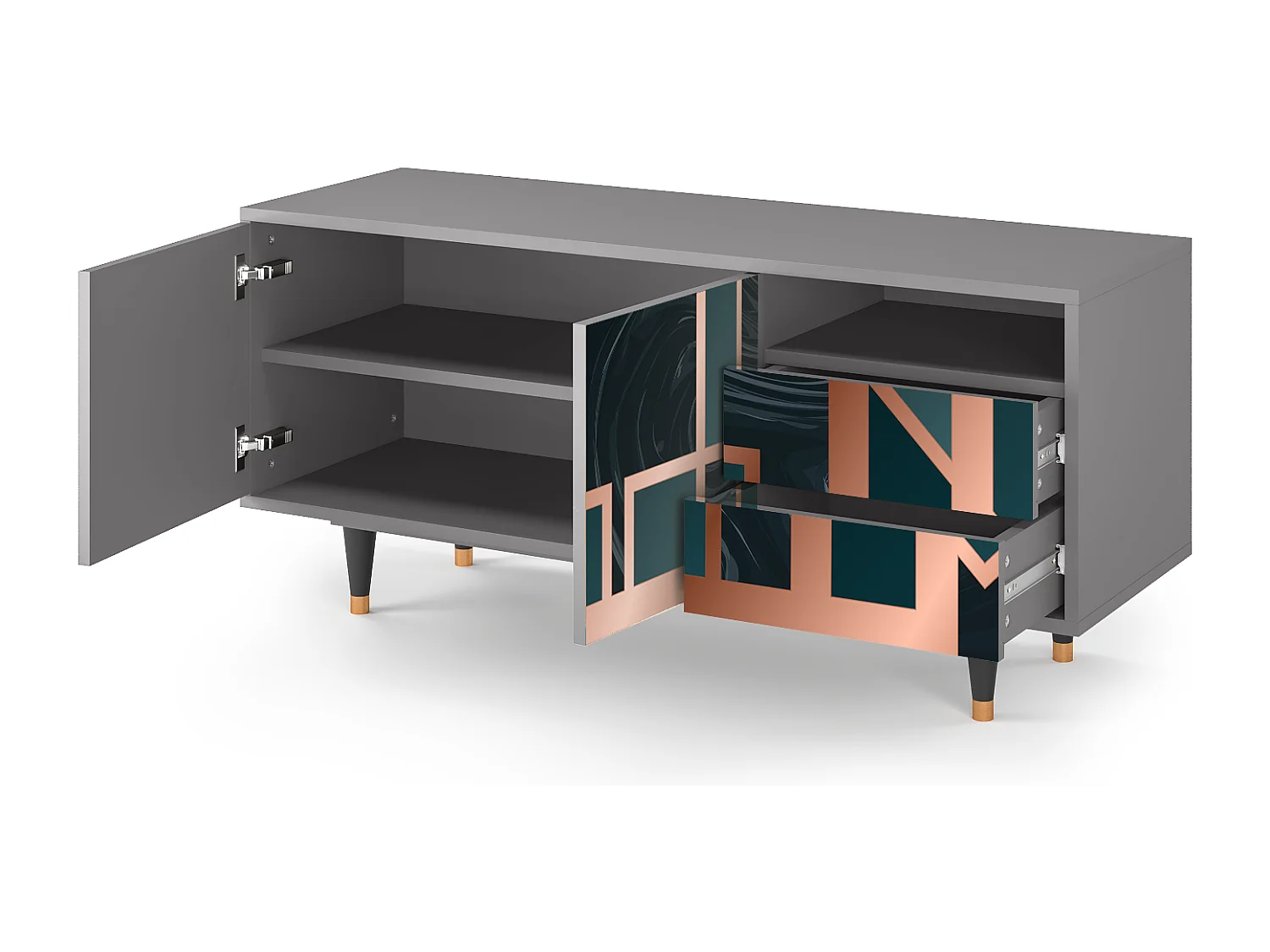 Meuble TV - 125х56х41 cm - T7 - Emerald Metro, Gris